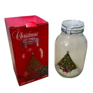 Vintage Glass Christmas Cookie‎ Jar